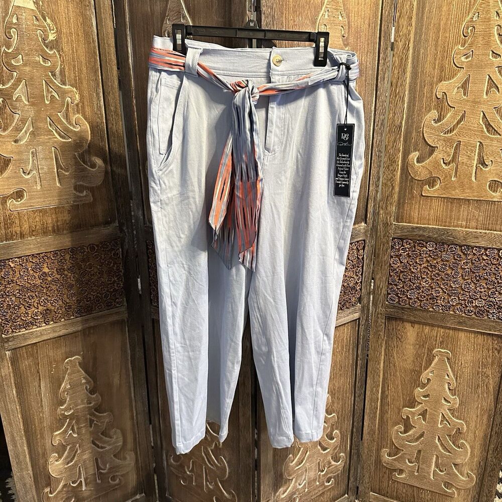 New Women’s Light Blue DG2 Diane Gilman Cabana Wide-Leg Capri Pant Size 14 C14